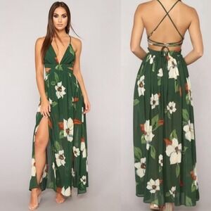 NWT Fashion Nova Lanai Cutout Halter Maxi Dress in Hunter Green Size XS $39.99